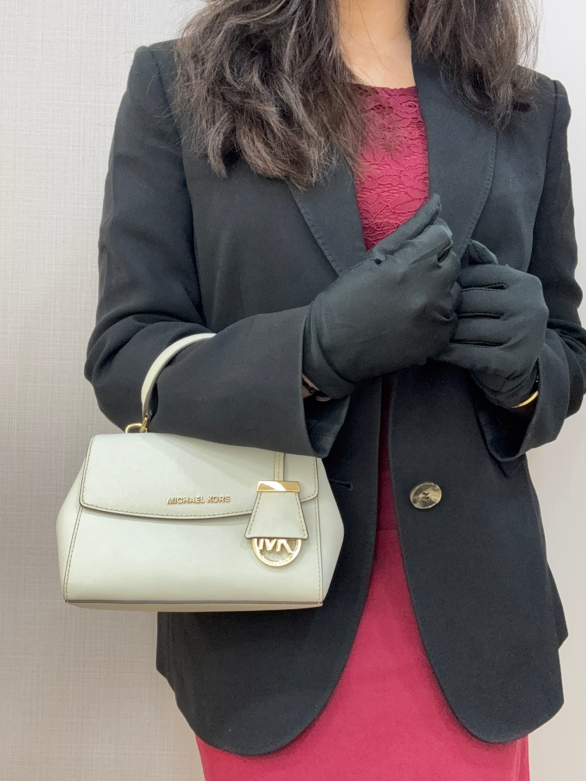 Michael Kors Ava Small White Leather Top Handle Bag