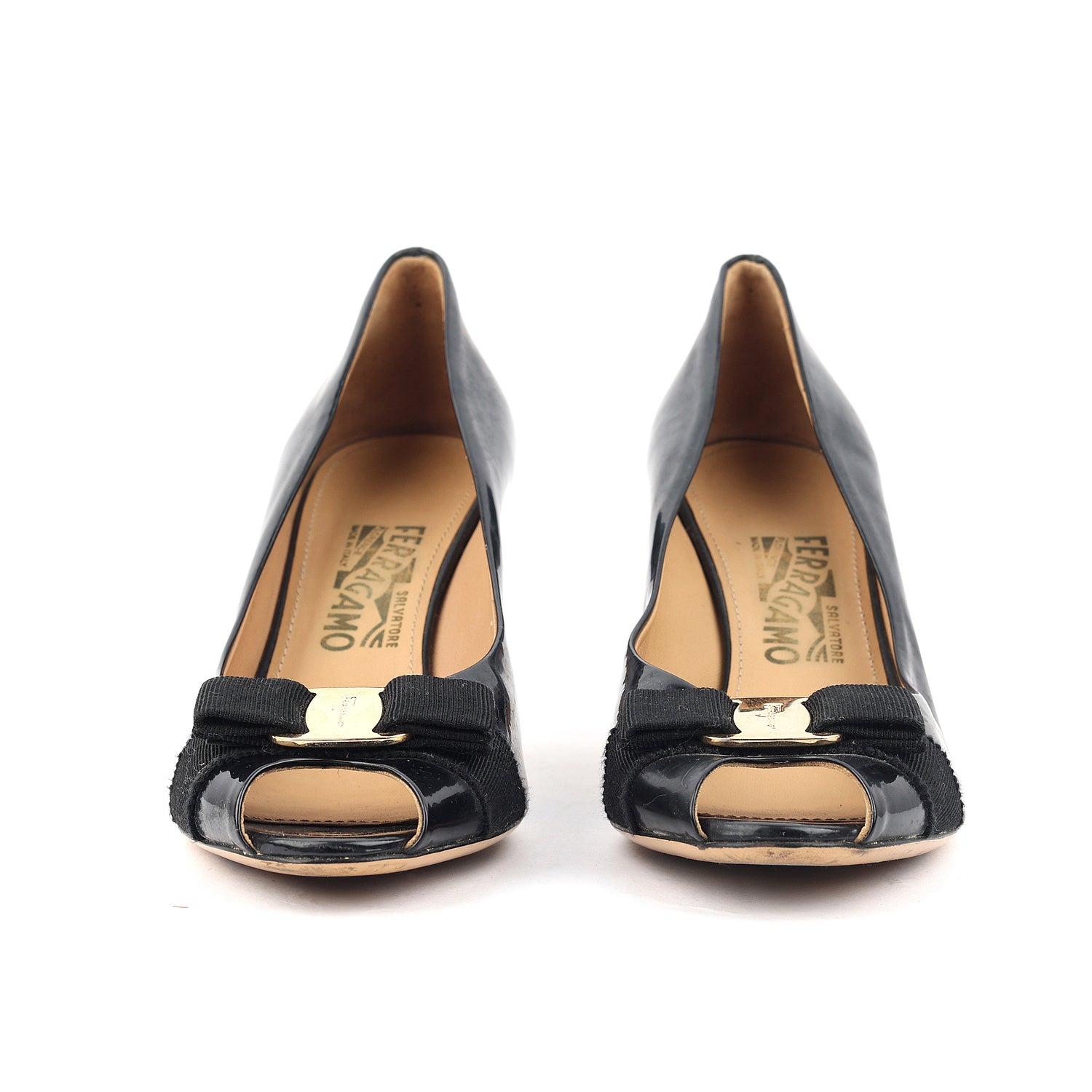 Patent Leather Vara Bow Peep Toe Pumps