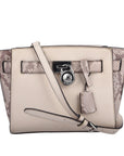 White/Grey Leather &amp; Python Embossed Hamilton Bag