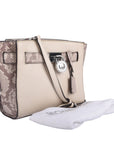 White/Grey Leather &amp; Python Embossed Hamilton Bag