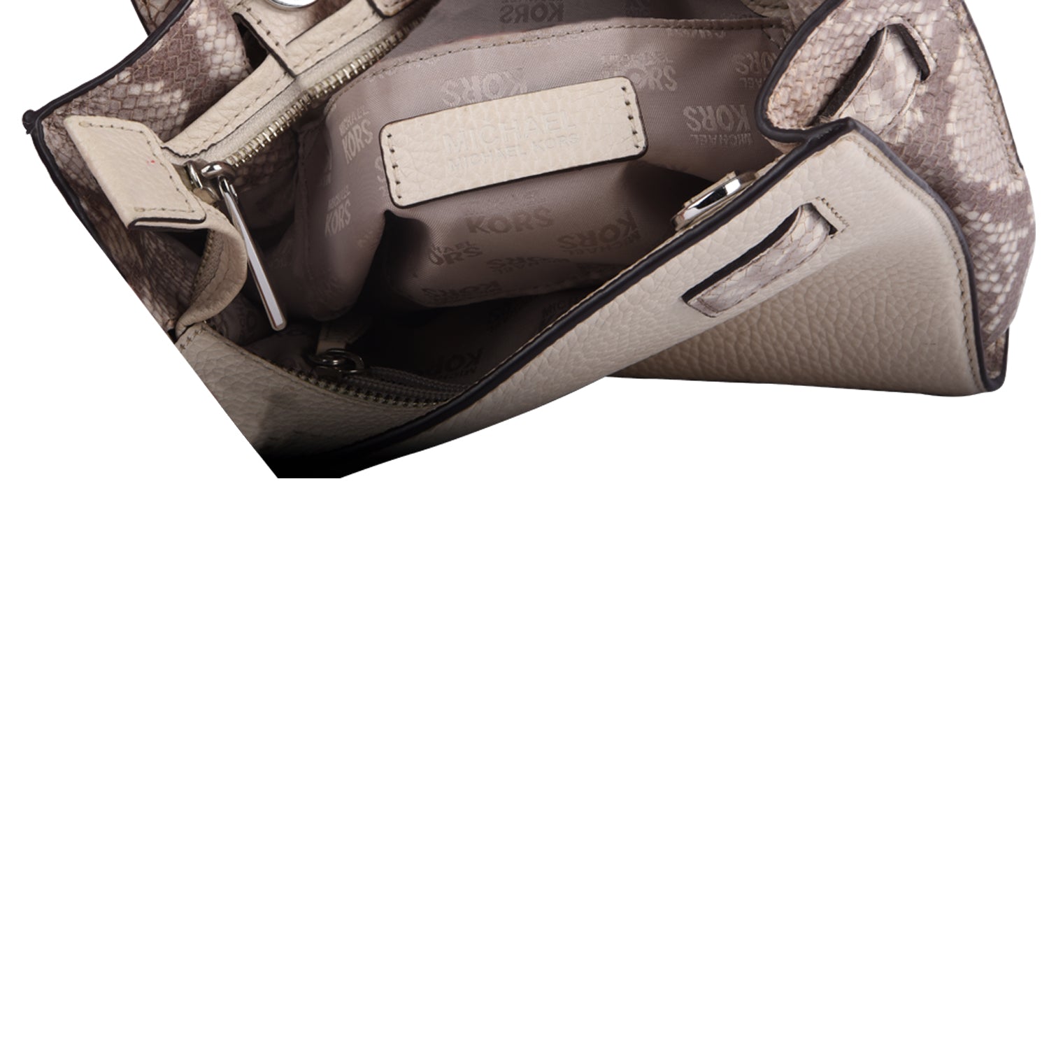 White/Grey Leather &amp;amp; Python Embossed Hamilton Bag