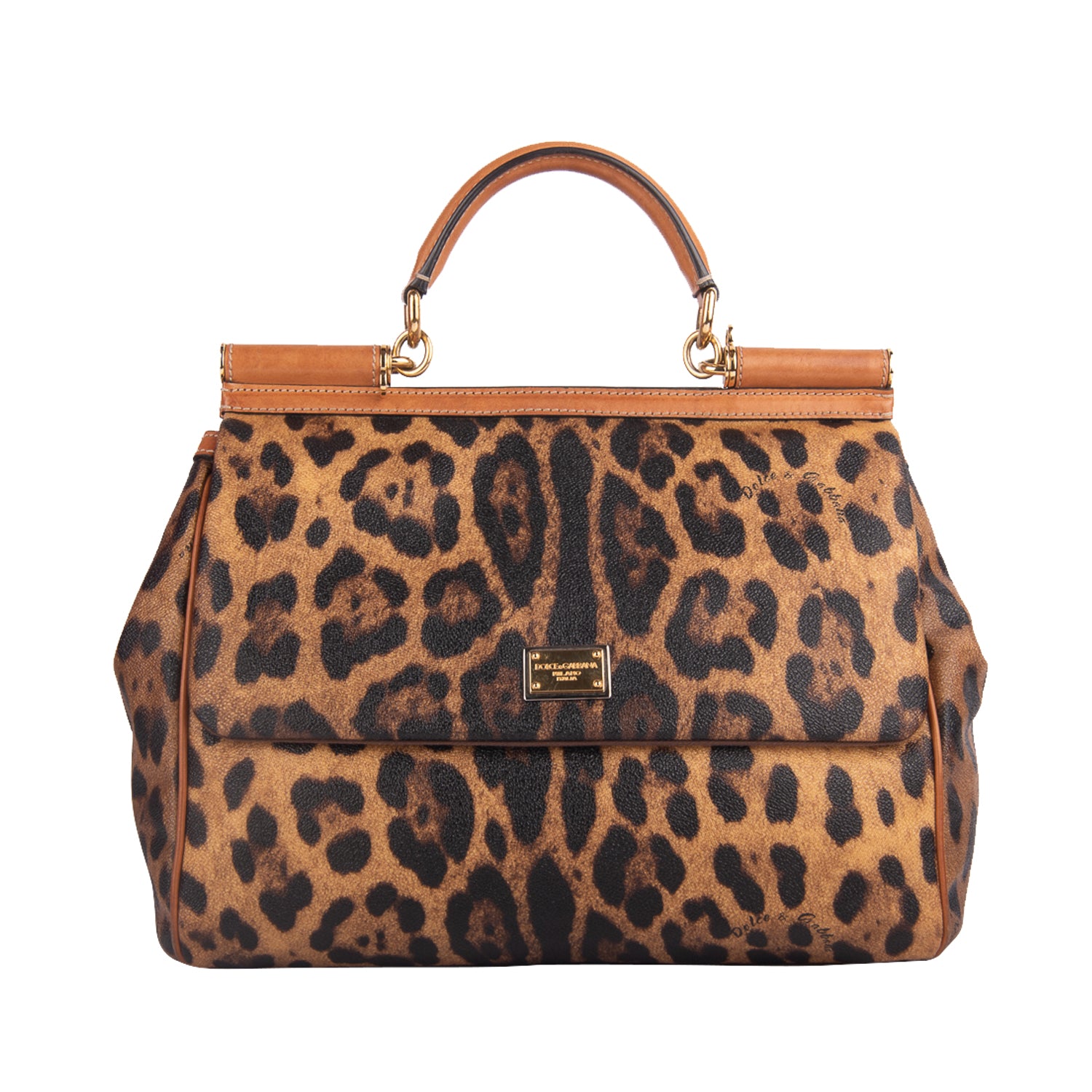 Leopard Print Coated Canvas &amp; Leather Miss Sicily Bag
