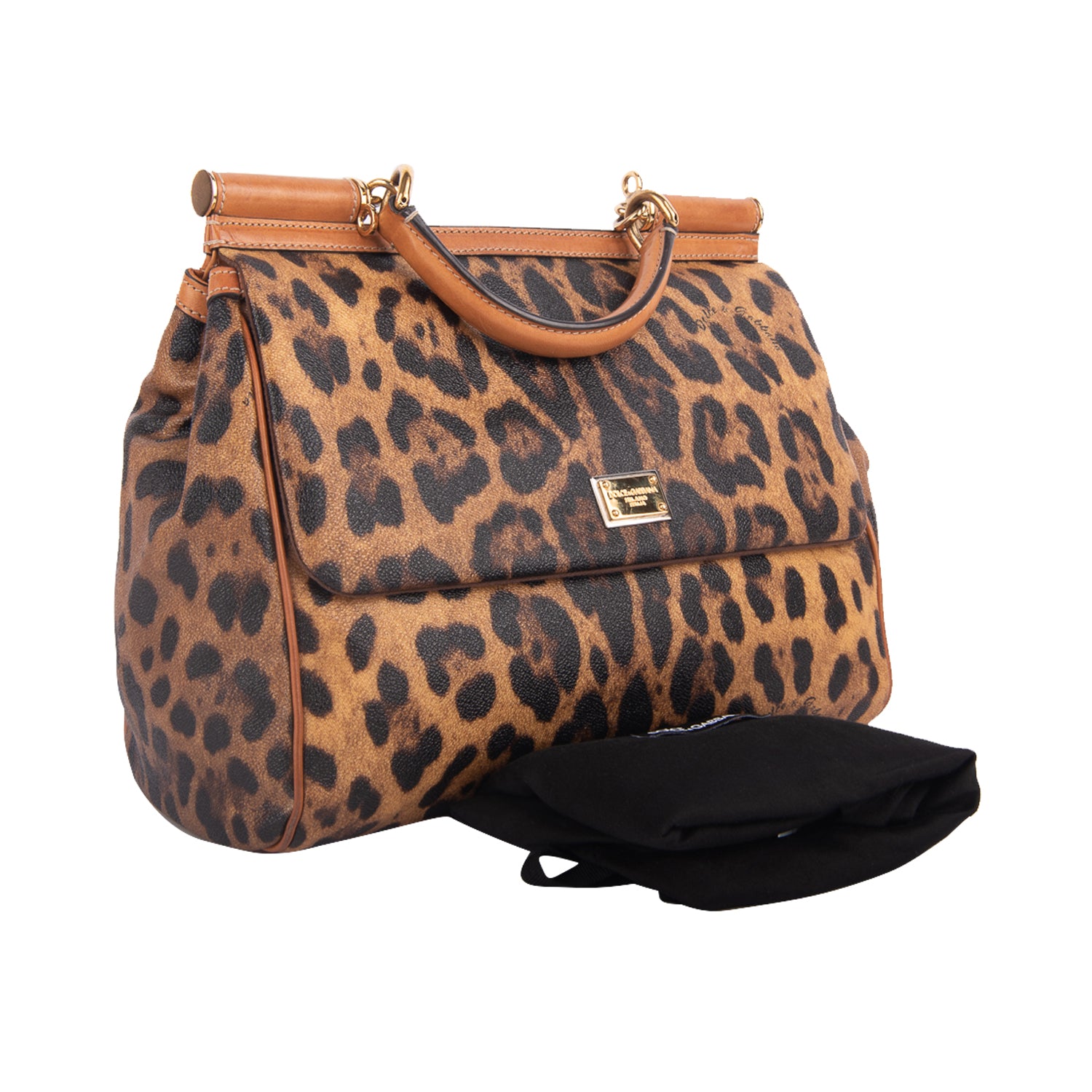 Leopard Print Coated Canvas &amp; Leather Miss Sicily Bag