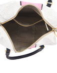 Saffiano Perforated Striped Shoulder Bag