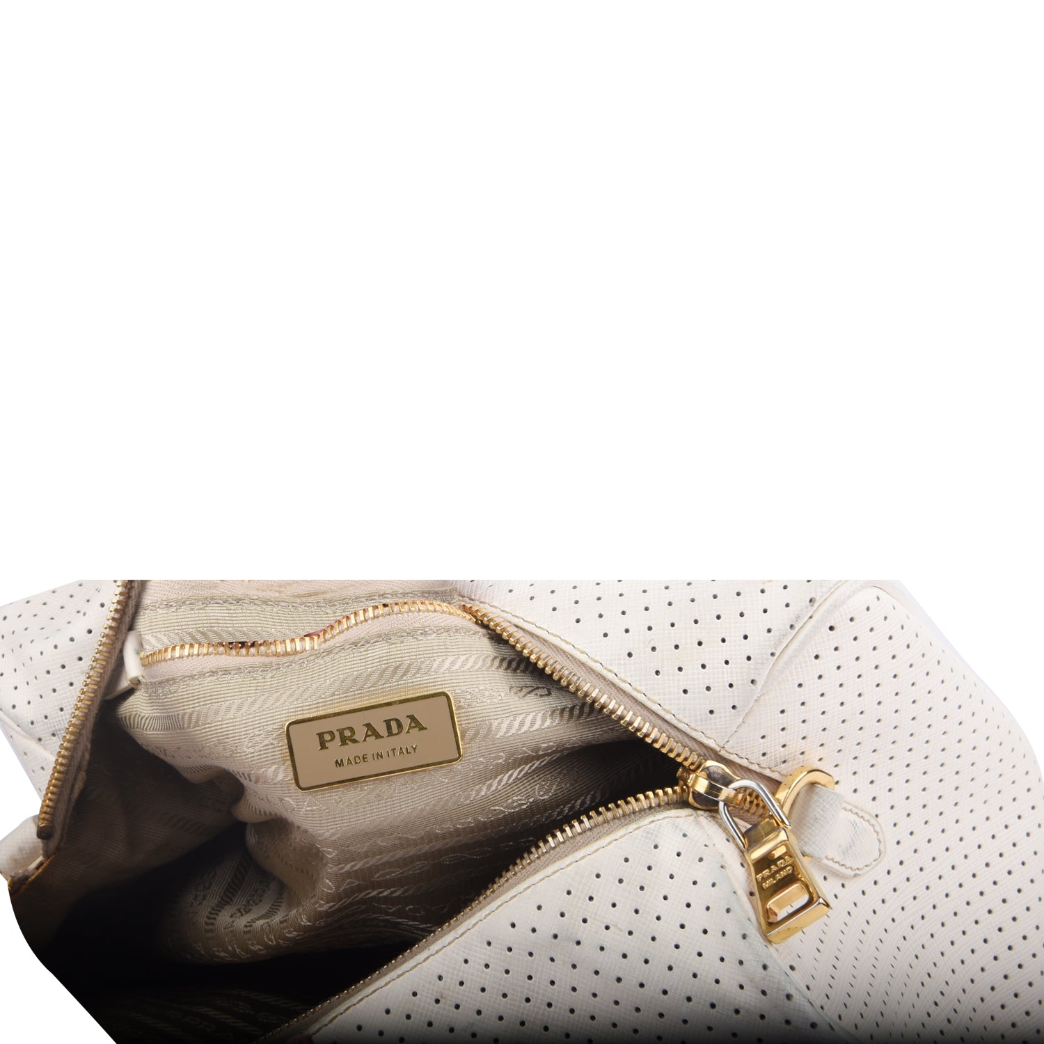 Saffiano Perforated Striped Shoulder Bag