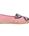 Pink Navy Poppy Espadrille Canvas Flats-US 5