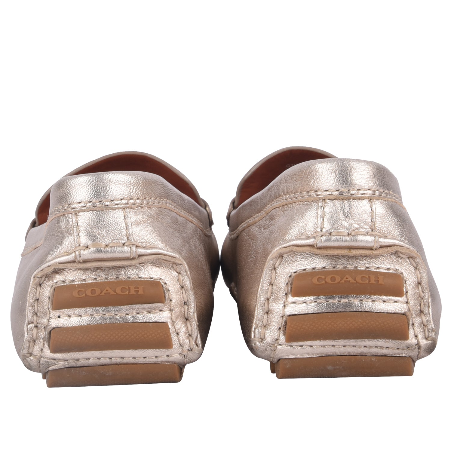 Coach Gold Crosby Driver Metallic Loafer Flats-EUR 39.5