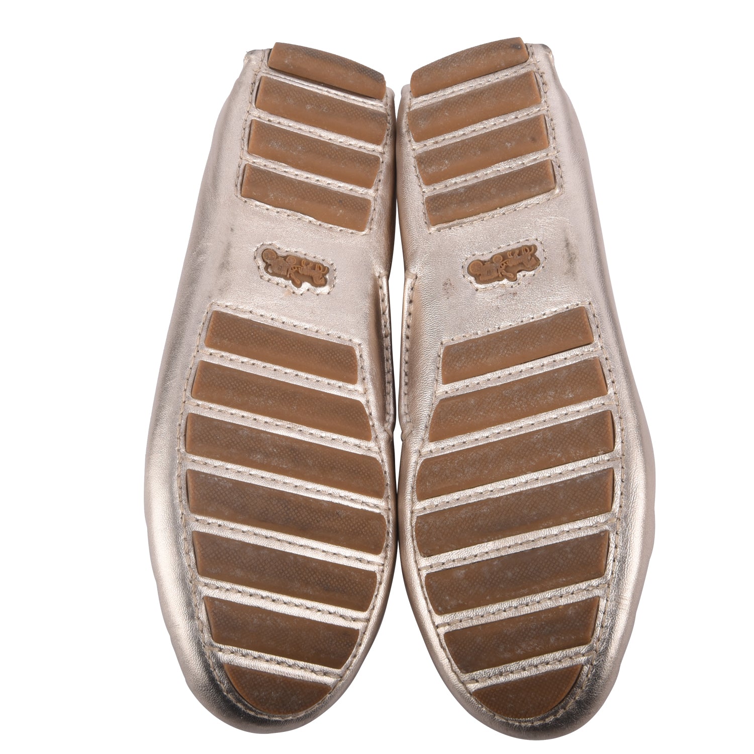 Coach Gold Crosby Driver Metallic Loafer Flats-EUR 39.5