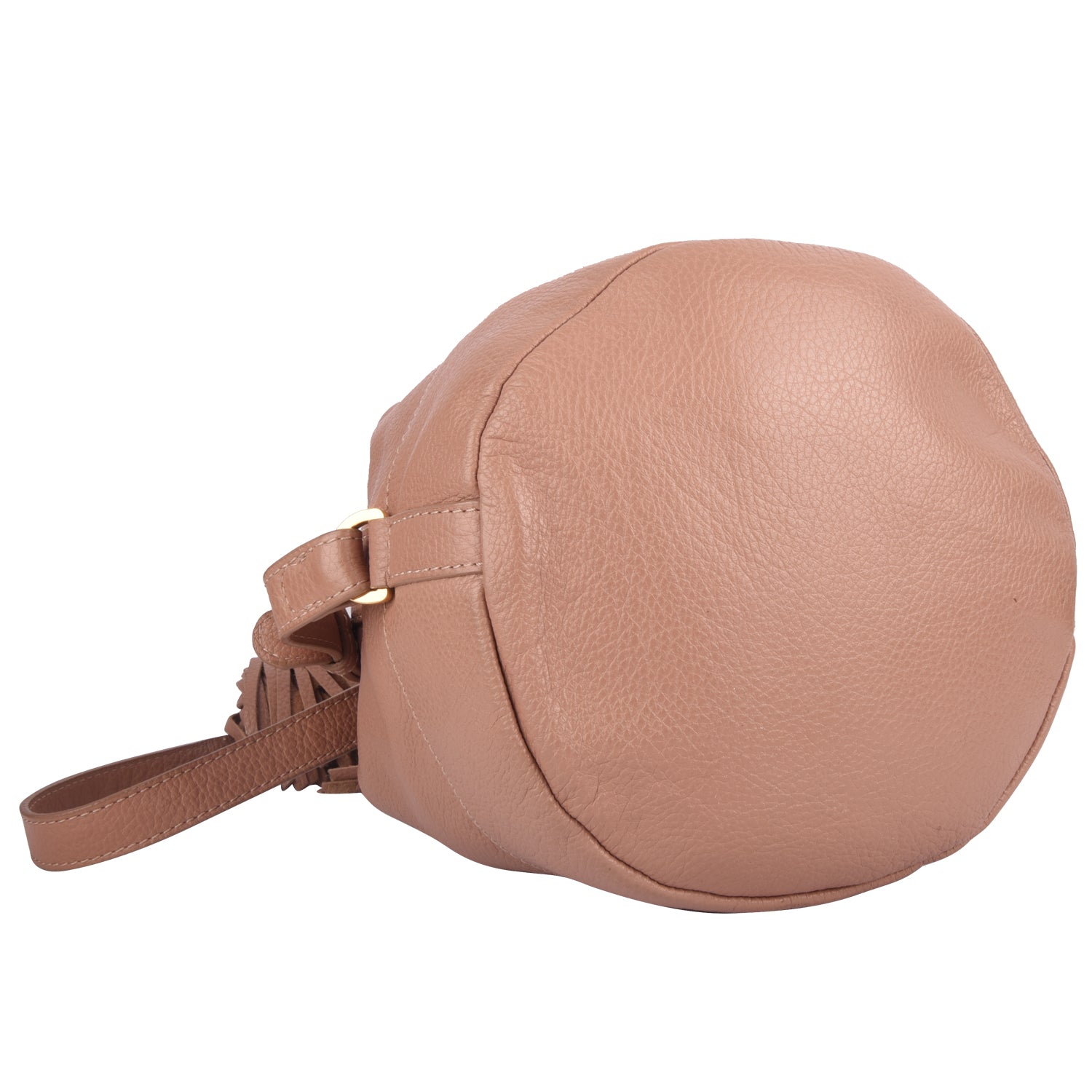 Vicki Small Leather Bucket Bag Nougat
