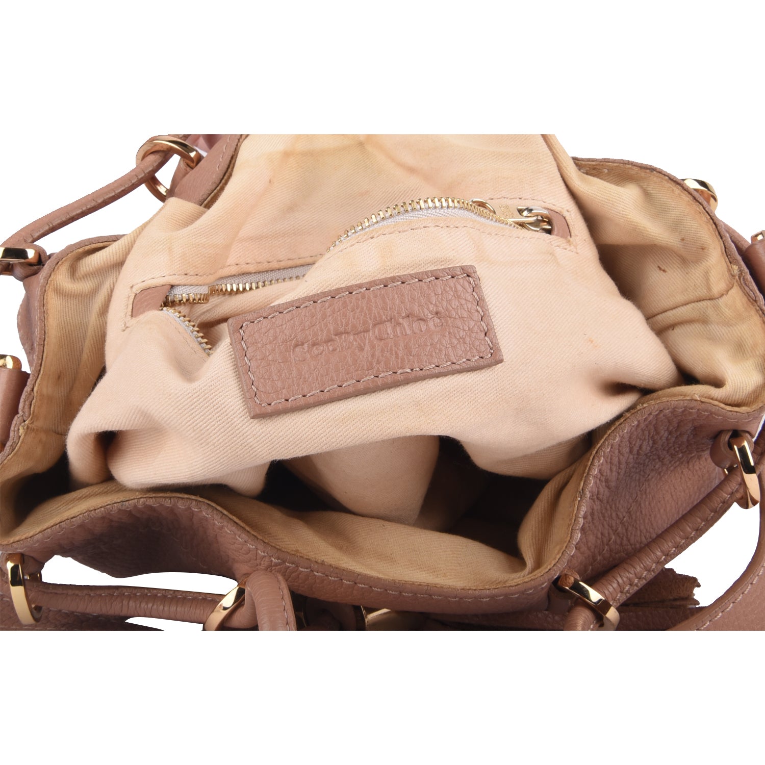 Vicki Small Leather Bucket Bag Nougat