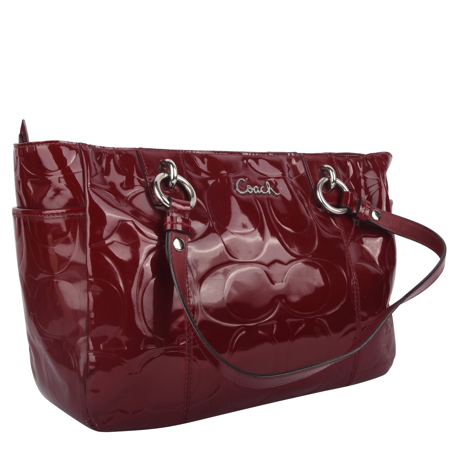 Coach Gallery Embossed Red Patent Leather Tote