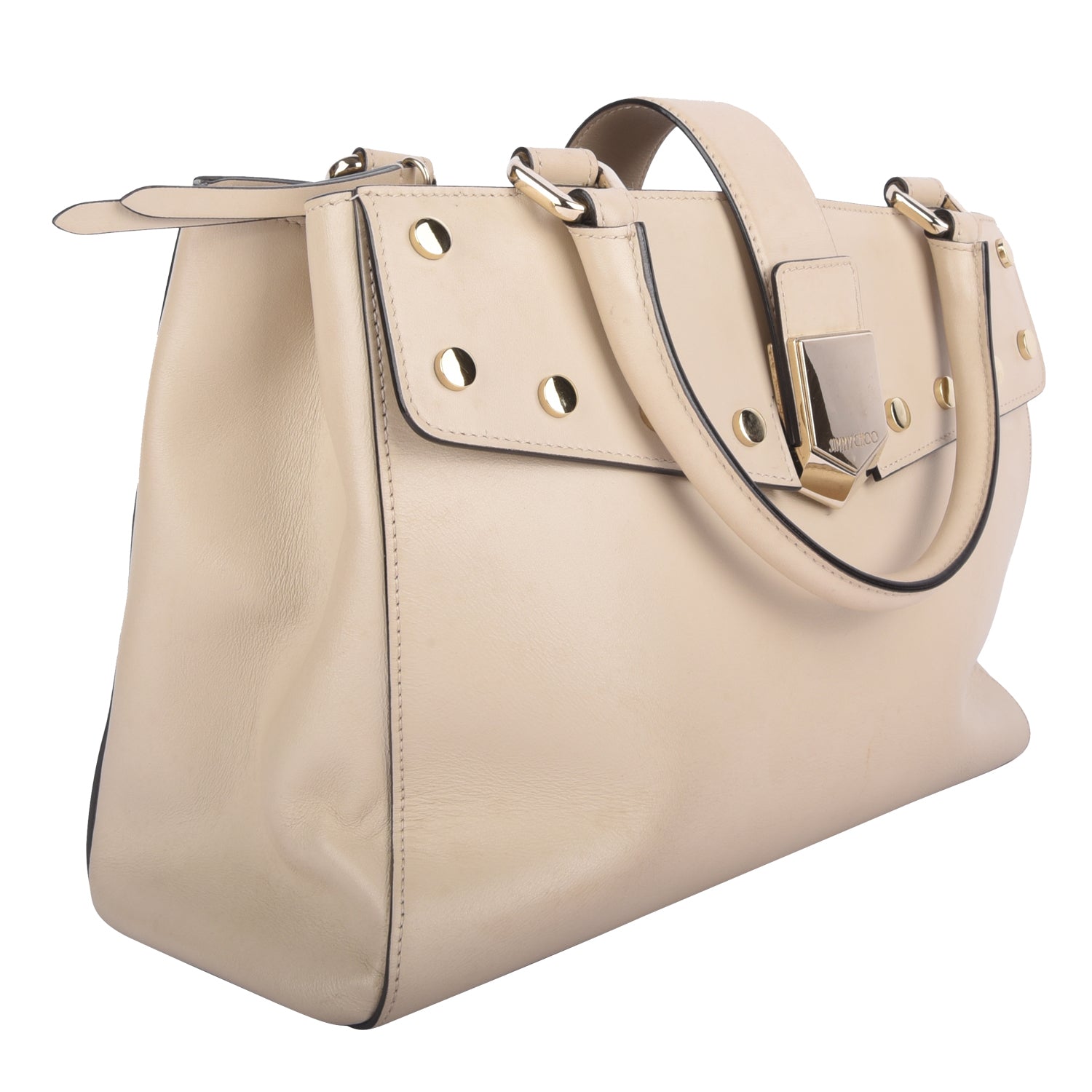 Lockett Leather Gold Studded Top Handle Bag