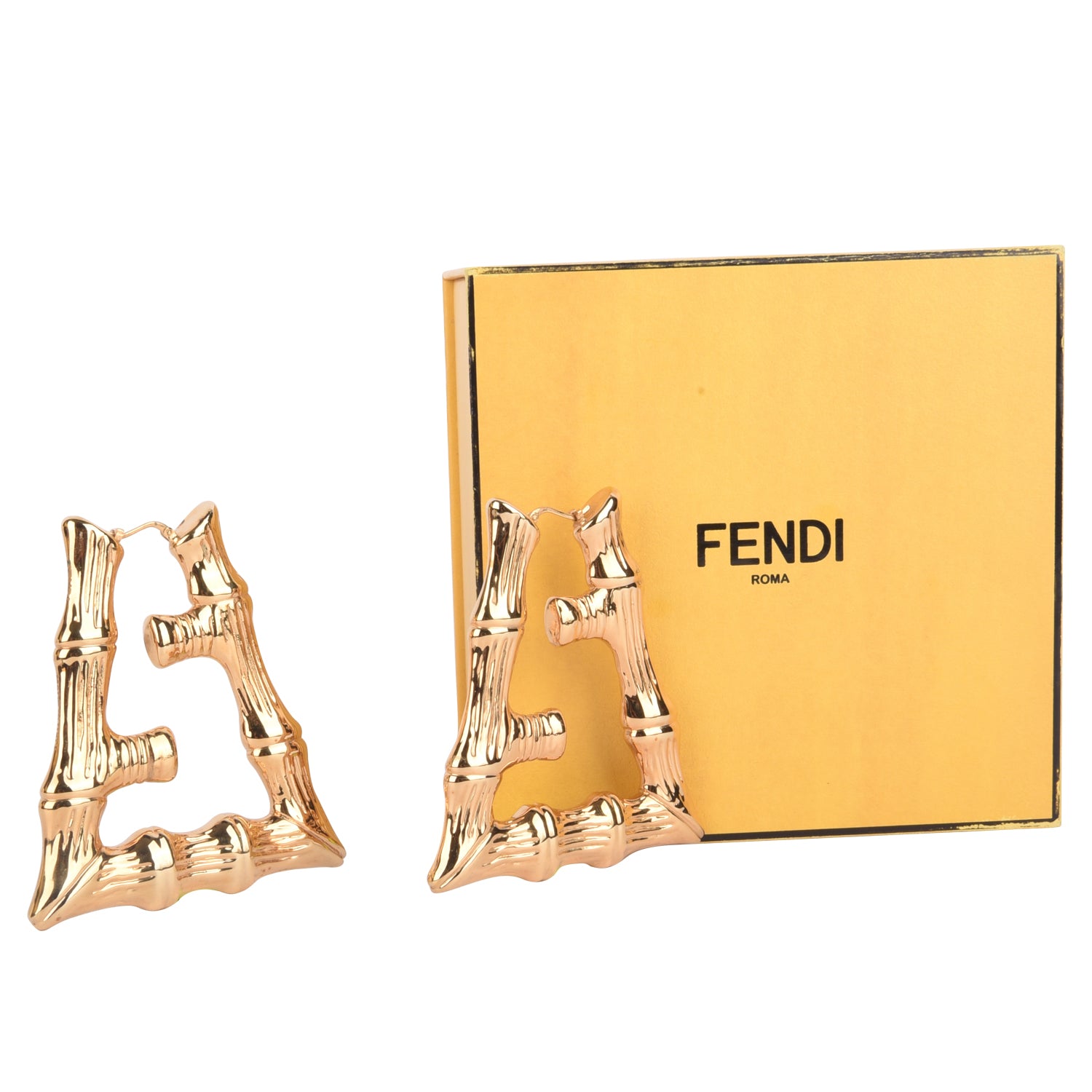 Fendi Metal FF Bamboo Hoop Earrings