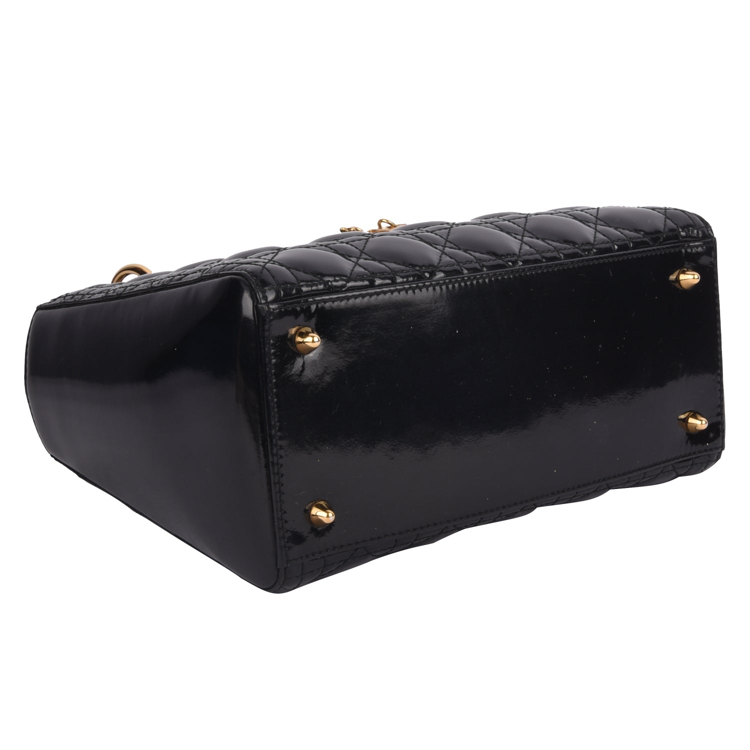Medium Black Patent Leather Lady Dior Bag