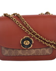 Signature Logo Madison Leather Floral Turnlock Bag