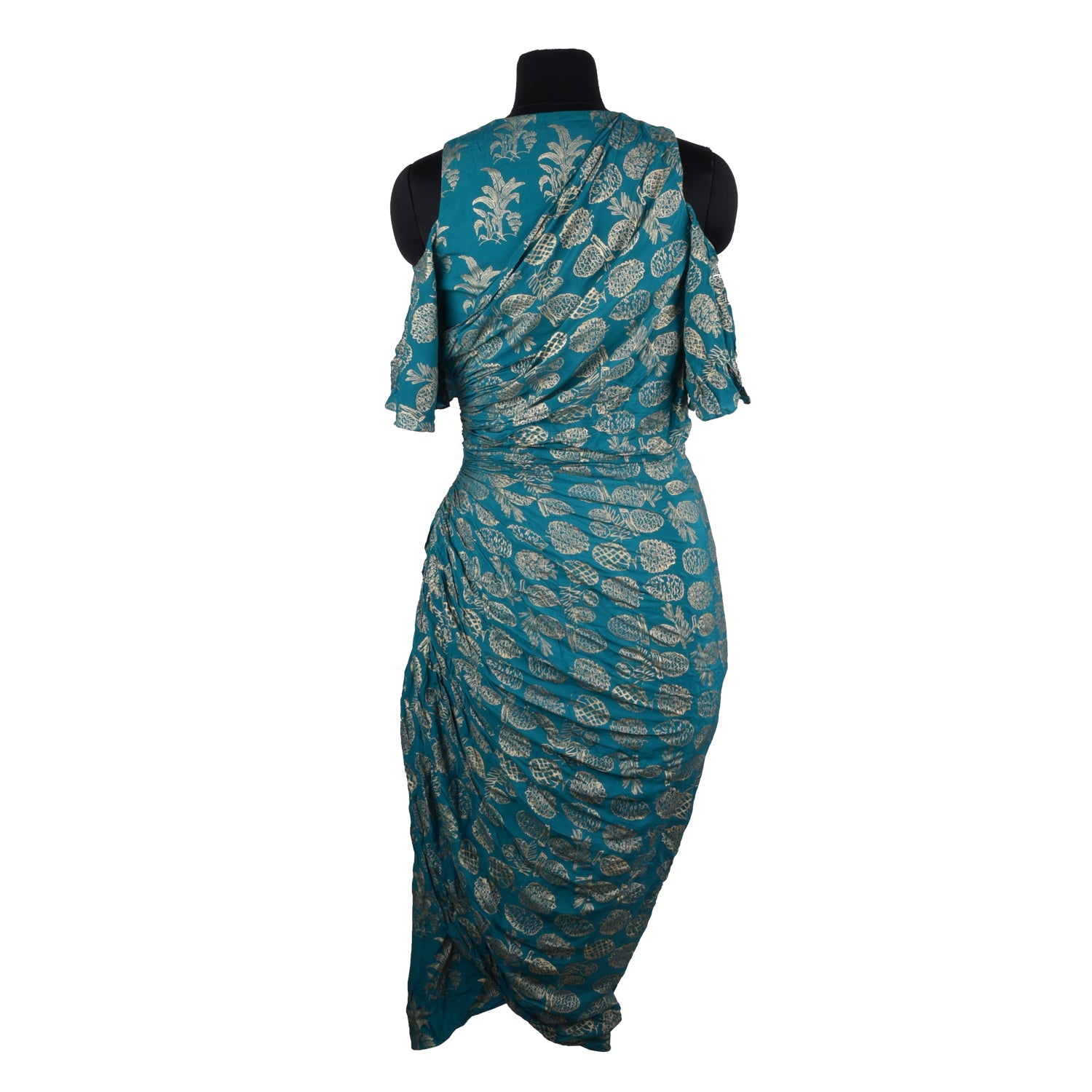 Teal Blue Pineapple Wrap Dress Set