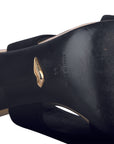 Black Suede Metallic Slingback Peep Toe Heels-6B