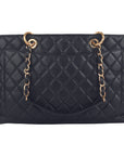 Black Caviar Quilted Grand Shopping  Tote Bag