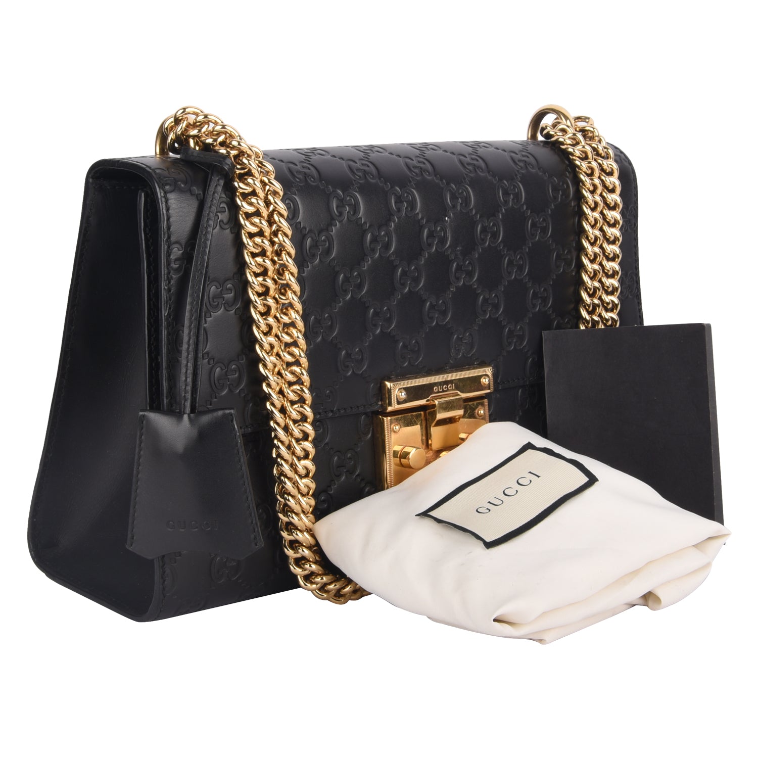 Guccissima Padlock Black Shoulder Medium Bag