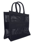 Mesh Embroidered Book Tote Bag