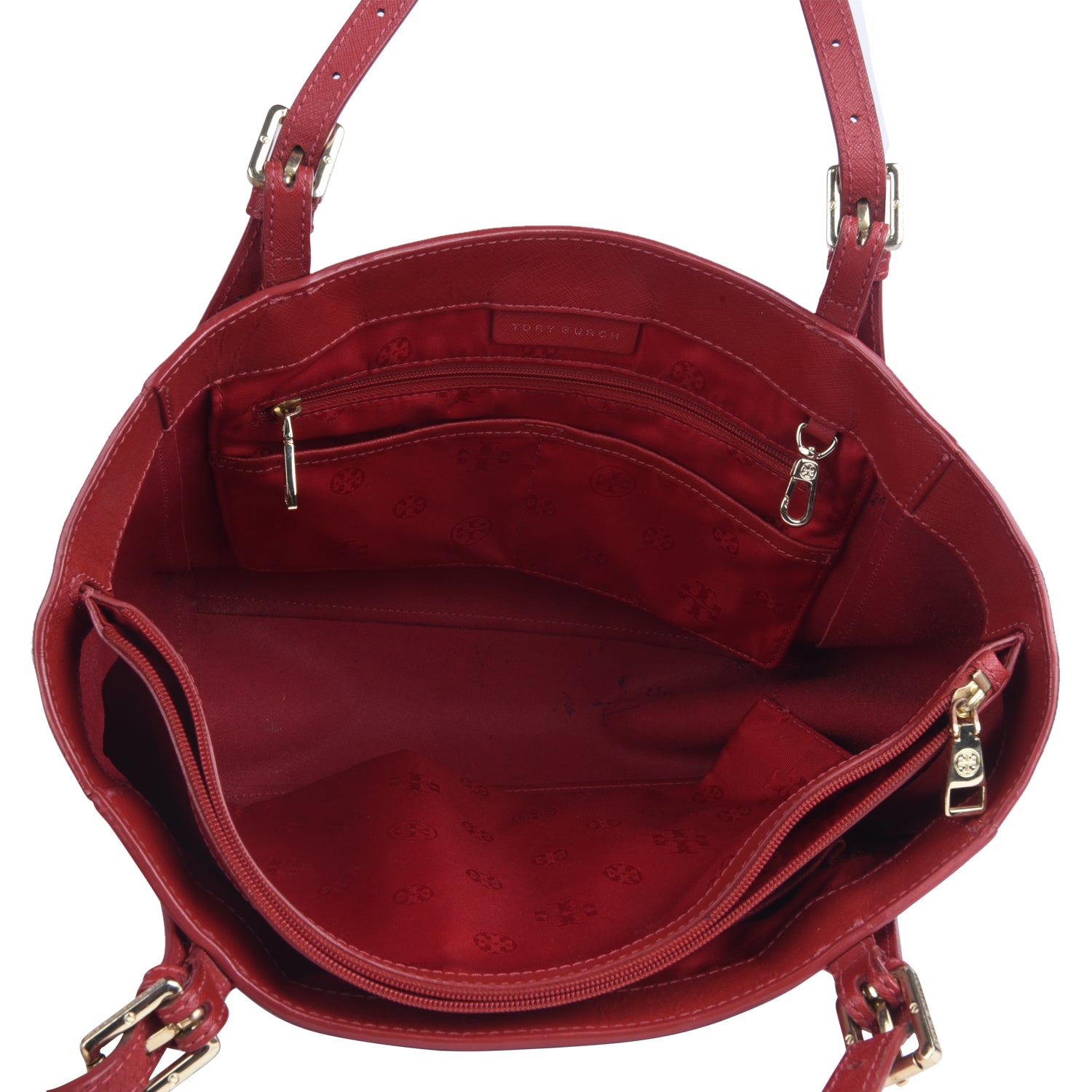 Tory Burch Red Leather York Buckle Tote Bag