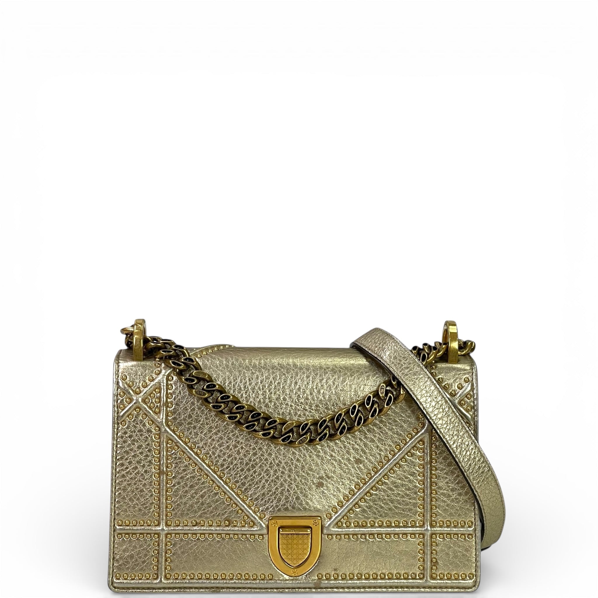 Dior Diorama Flap Bag Metallic Gold Leather