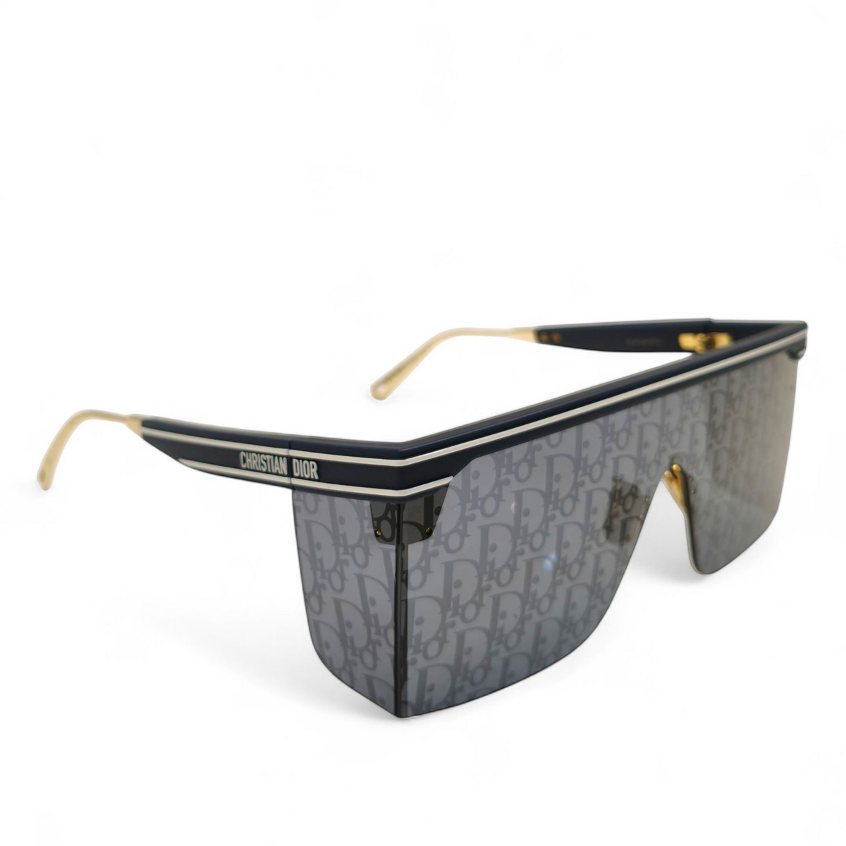 Buy Dior Navy Blue Oblique DiorClub M1U Shield Sunglasses from 