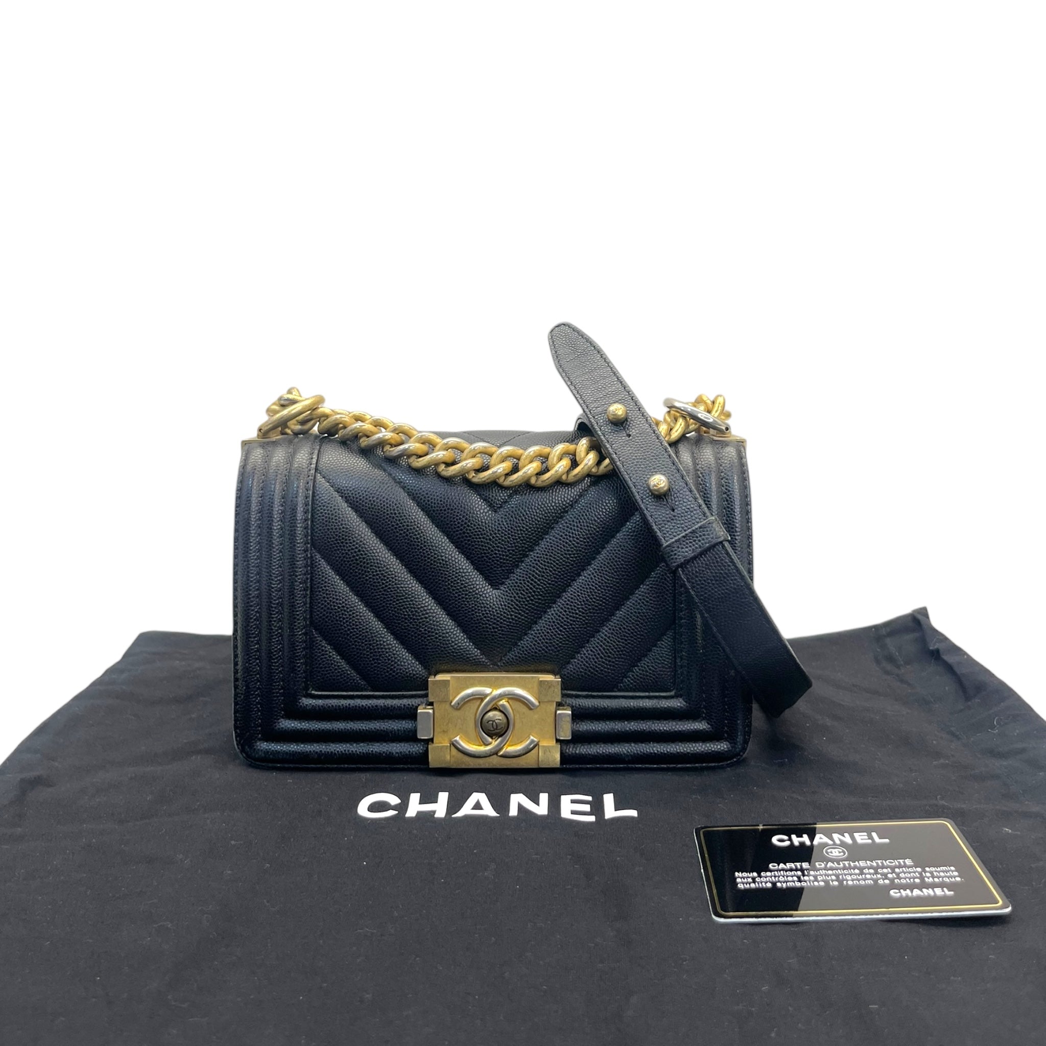 Chanel Boy Bag Small Chevron Black