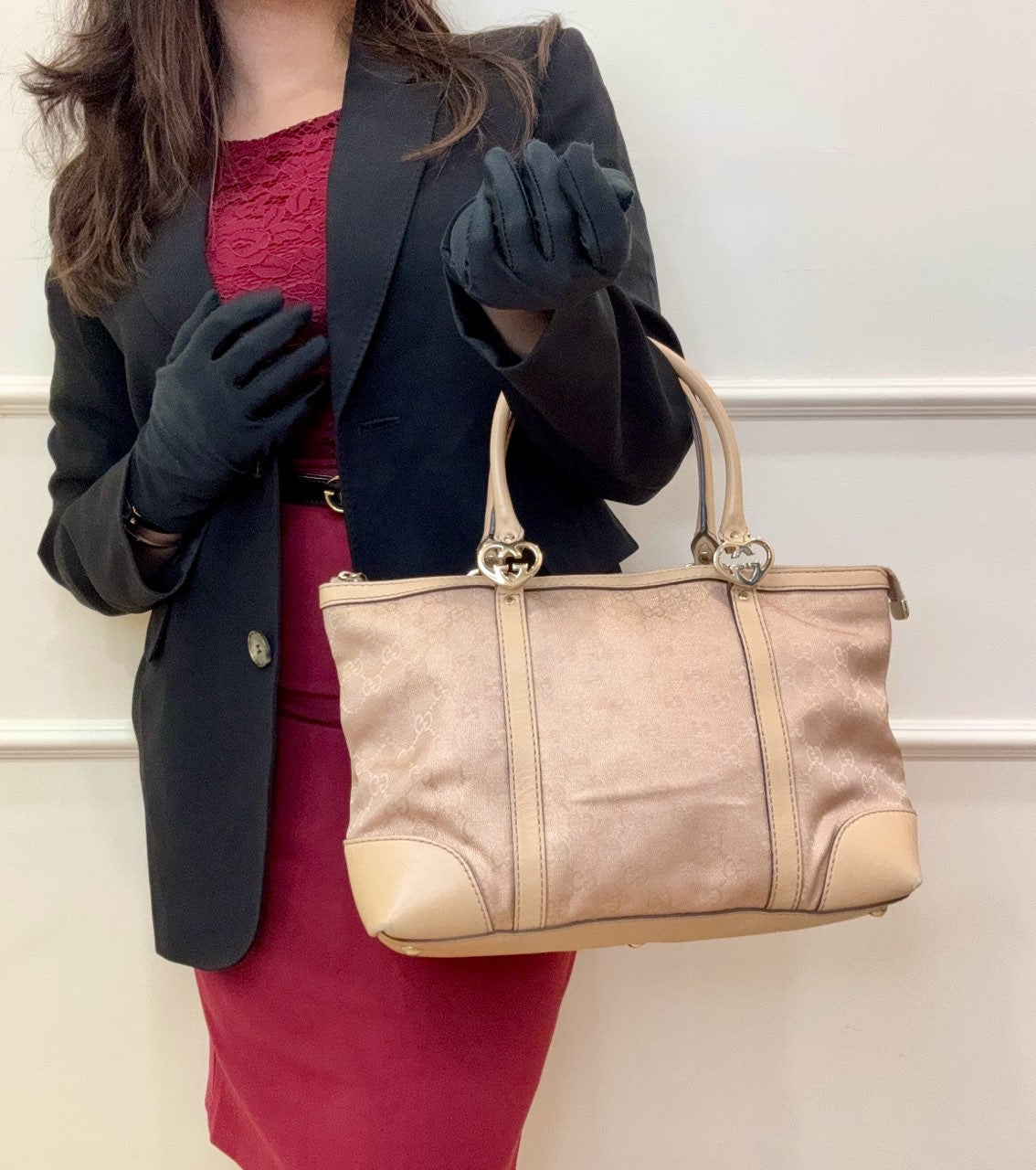 Gucci GG Canvas Lovely Heart Tote Bag