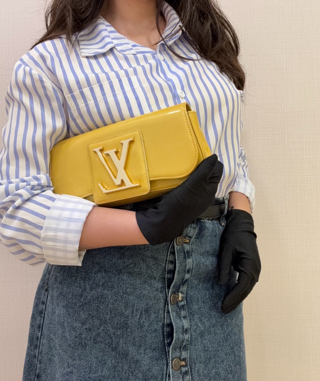 Louis Vuitton Sobe Clutch Yellow Patent Leather