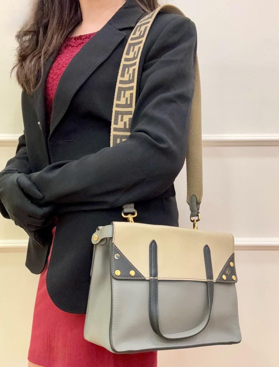 Fendi Tri-Color Grace Leather Flip Bag