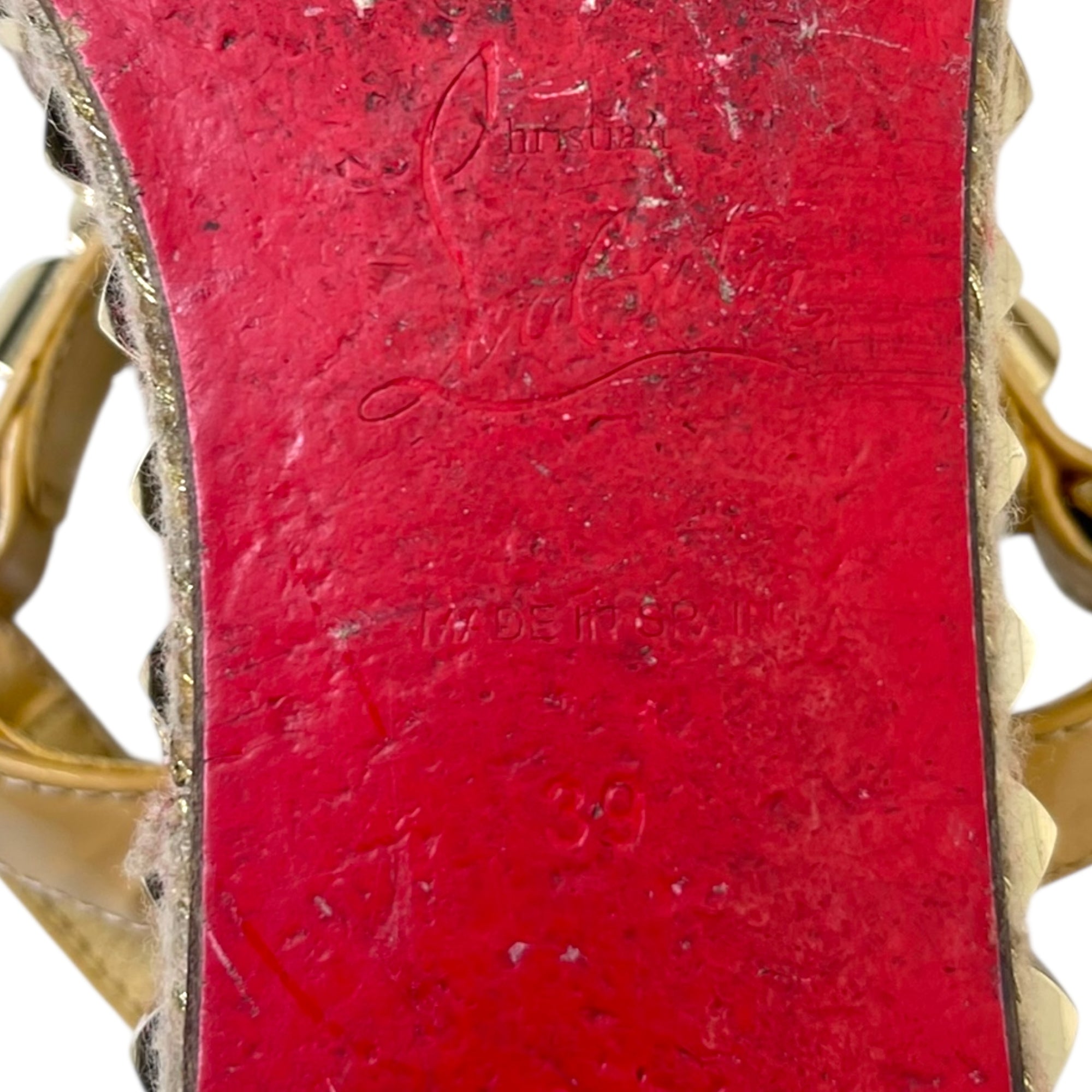 Christian Louboutin Beige Patent Leather Cataclou Sandals EU 39