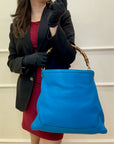 Gucci Blue Leather Medium Diana Bamboo Shoulder Bag