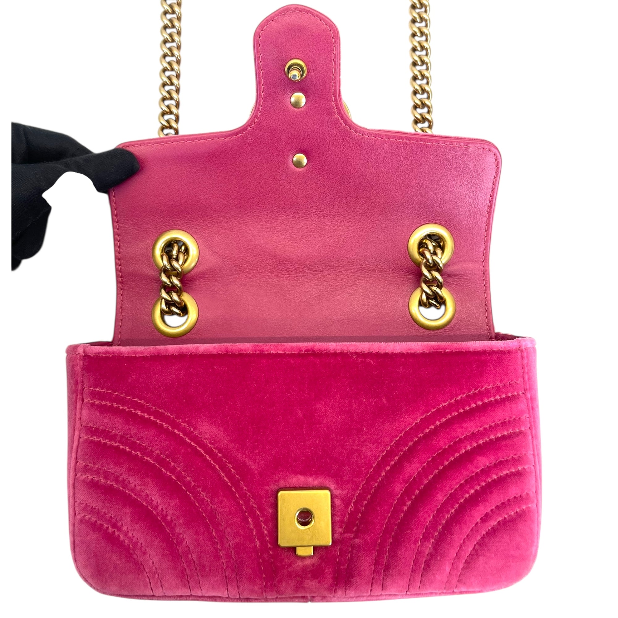 Gucci GG Marmont Small Bag Purple Quilted Velvet