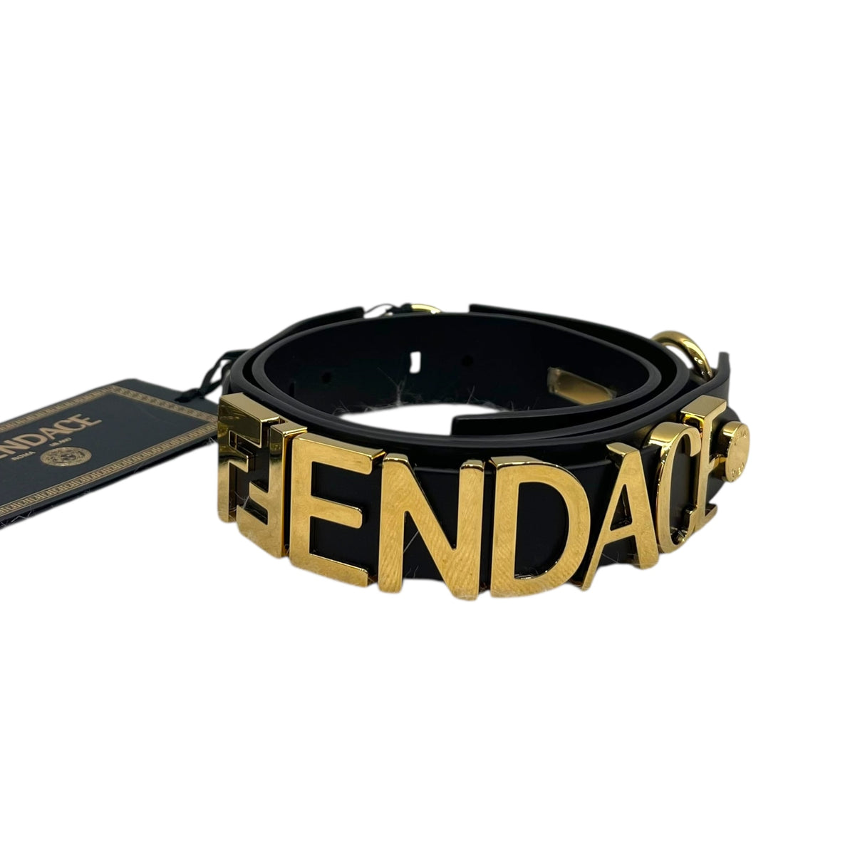 Fendace Fendi x versace unisex logo monogram leather belt Buckle New Fendi Fendace Reversible Belt Black/Gold Baroque Print in  main image 2