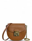 Furla Metropolis Round Crossbody Bag Mini Brown Leather