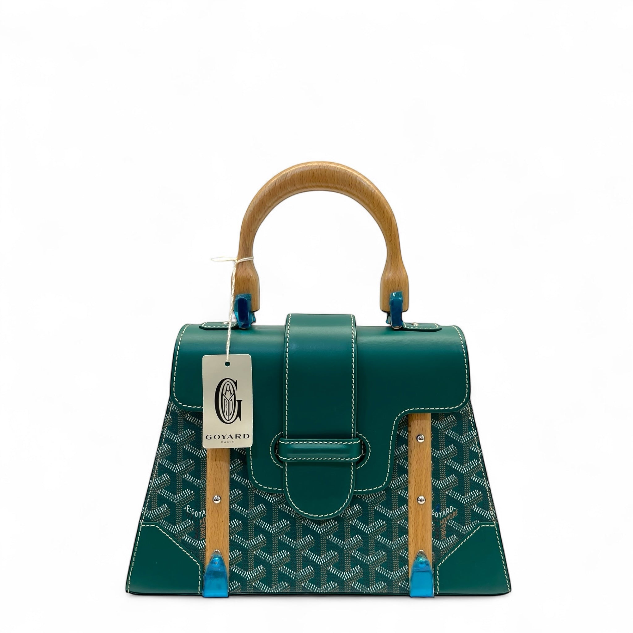 Goyard Green Coated Canvas and Leather PM Saigon Top Handle Bag