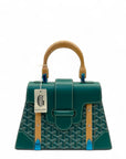 Goyard Green Coated Canvas and Leather PM Saigon Top Handle Bag