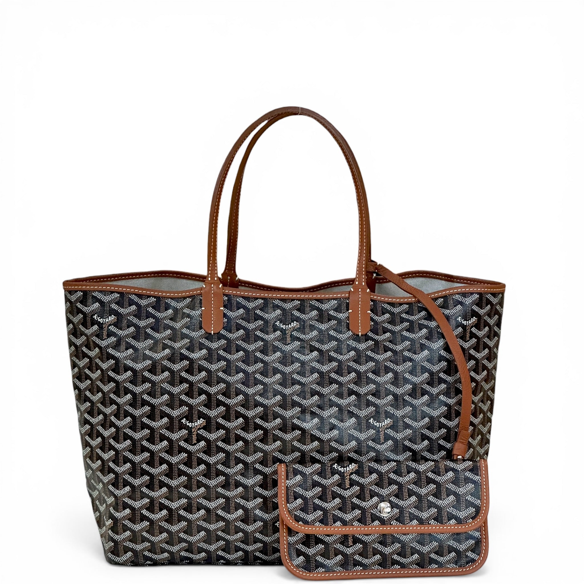 Goyard St Louis PM Tote Black/Tan Goyardine