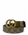 Gucci Black/Beige GG Supreme and Leather GG Marmont Belt 100 cm