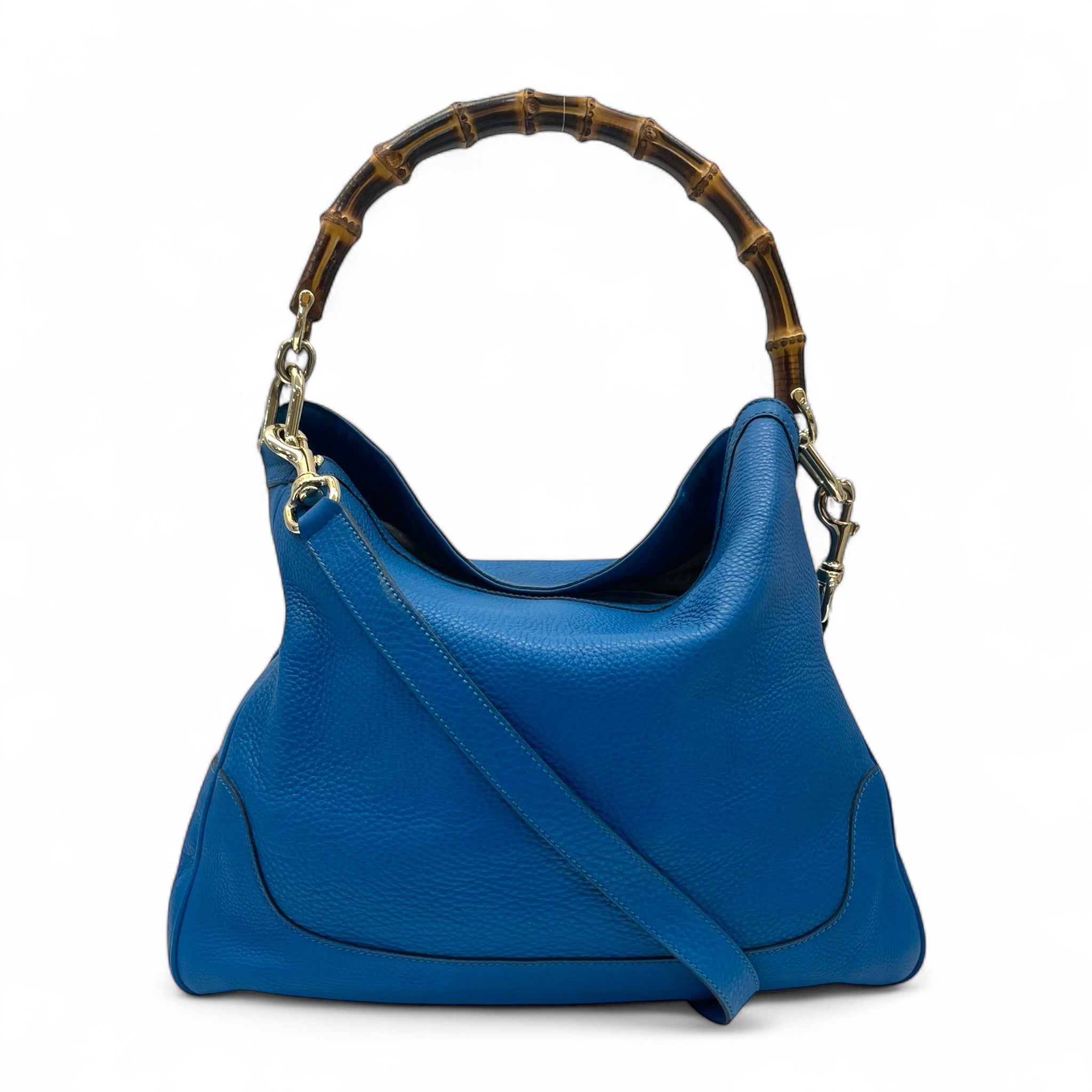 Gucci Blue Leather Medium Diana Bamboo Shoulder Bag