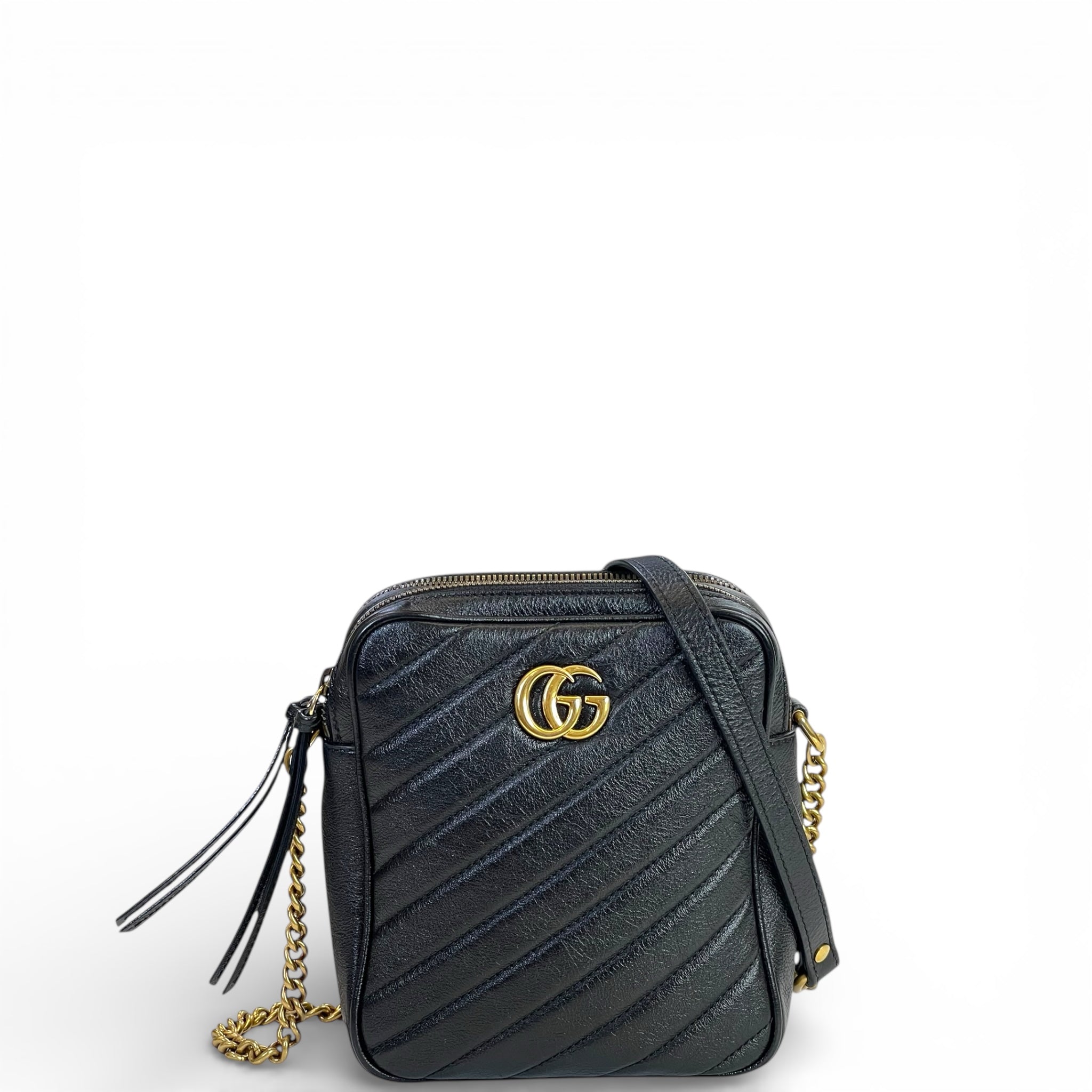 Gucci GG Marmont Camera Bag Black Quilted Leather