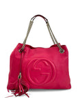 Gucci Medium Soho Chain Tote Fuchsia Pebbled Leather
