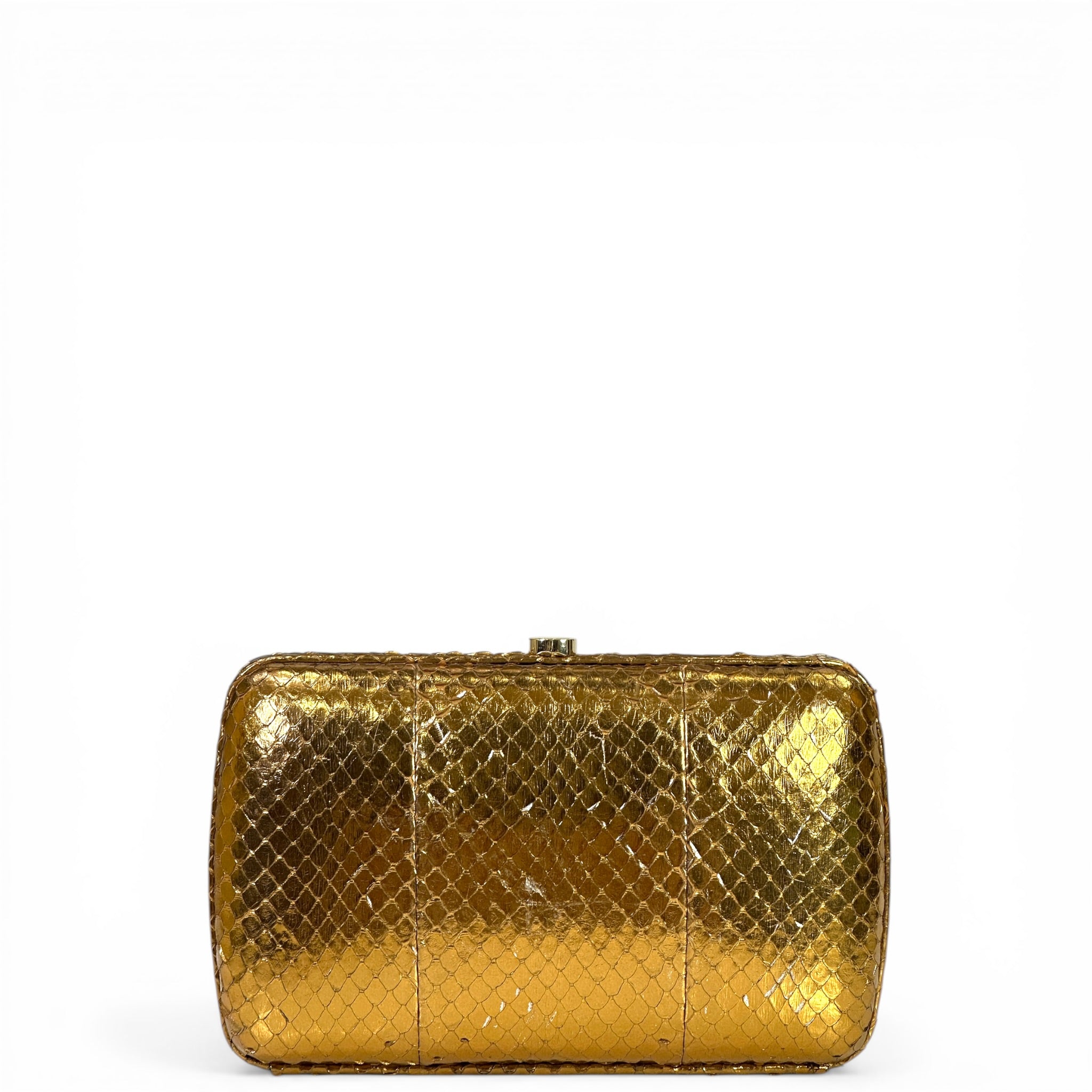 Gucci Minaudière Clutch Gold Water-Snakeskin
