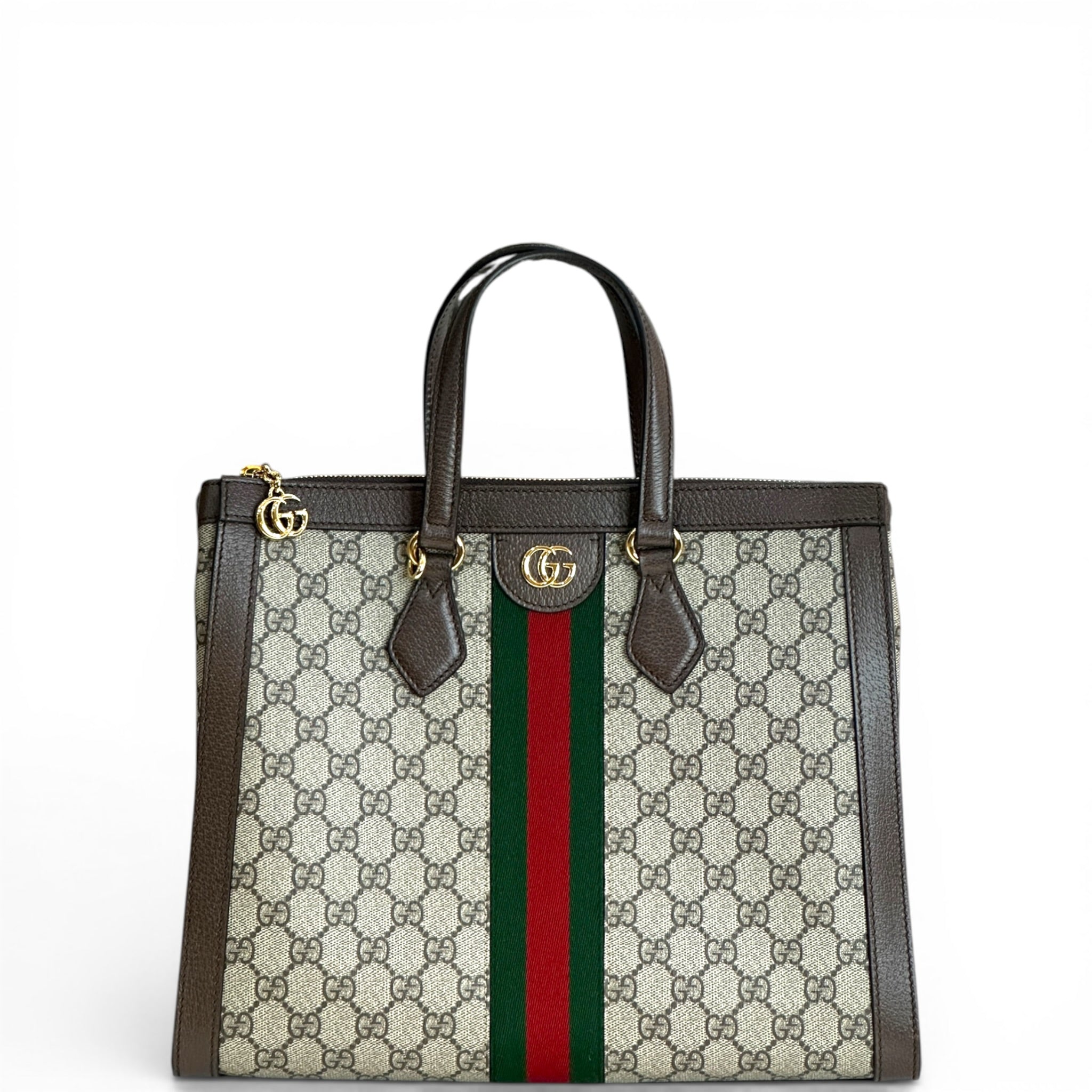 Gucci Ophidia GG Top Handle Bag Large Web Beige GG Supreme Canvas