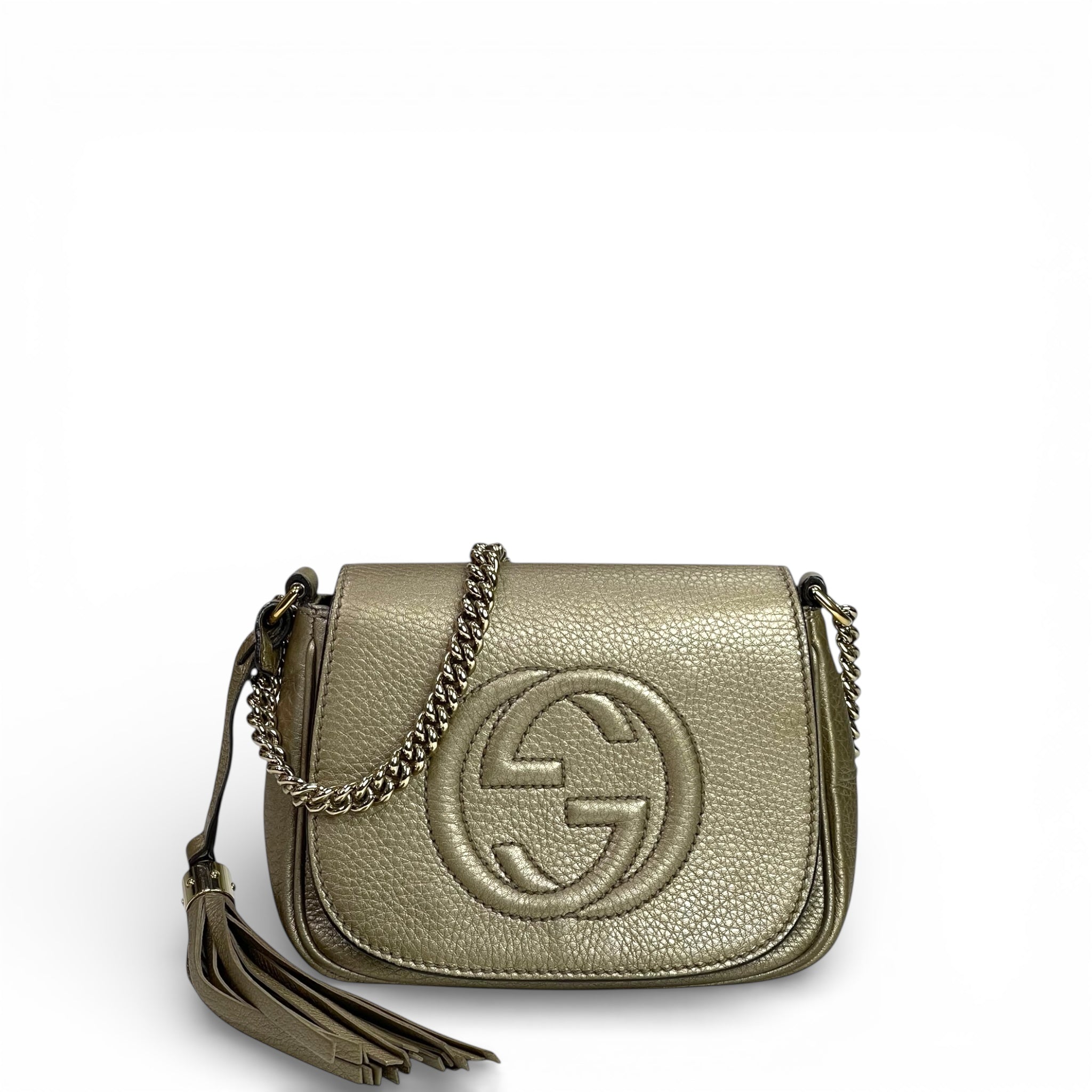 Gucci  Soho Chain Crossbody Bag Metallic Gold Leather