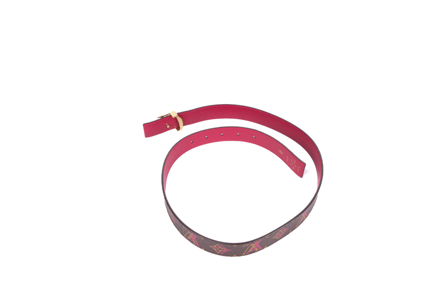 Pink Monogram Canvas and Leather Initiales Reversible Belt