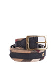 Black/Beige House Check Canvas and Leather Buckle Belt