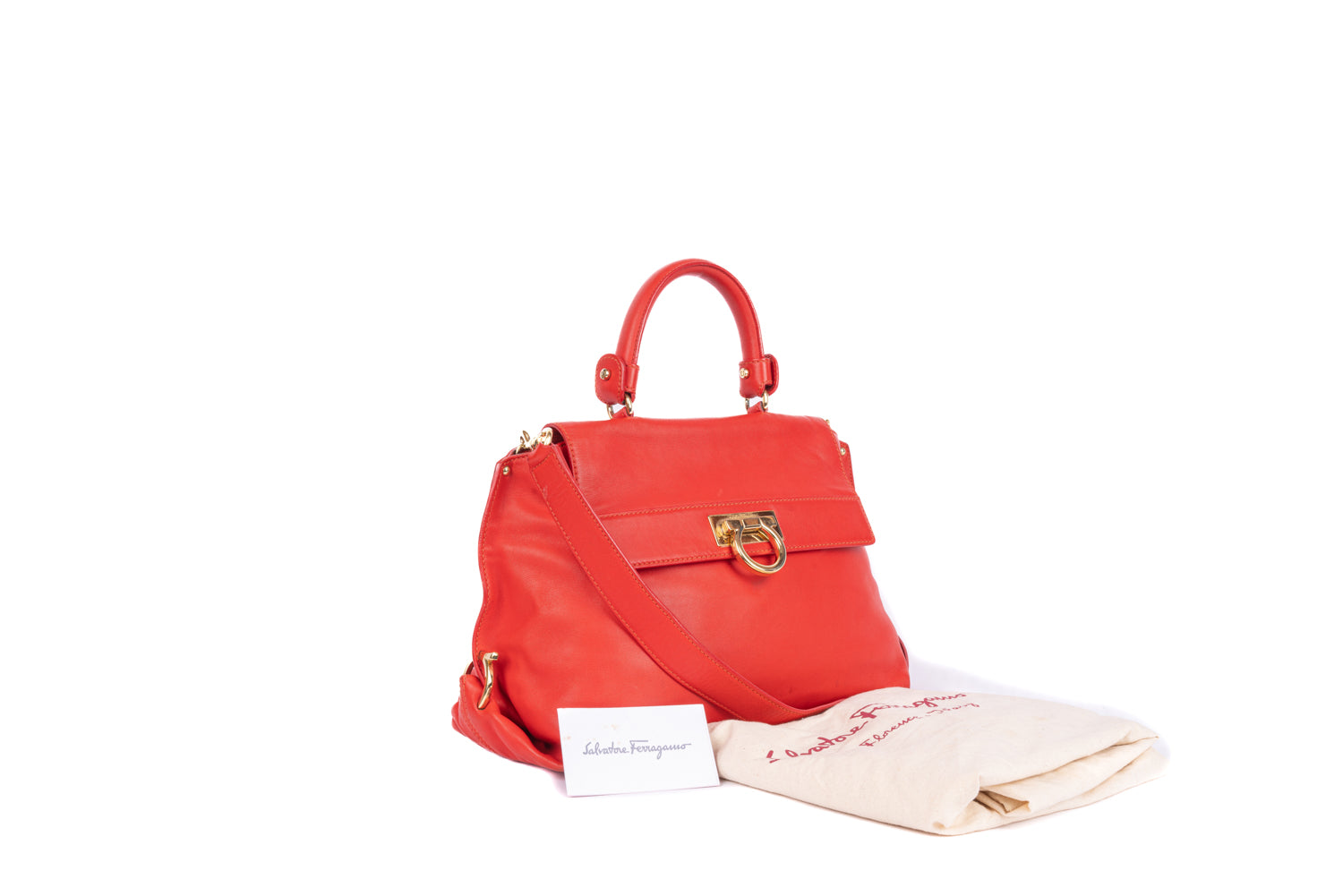 Red Leather Sofia Top Handle Bag