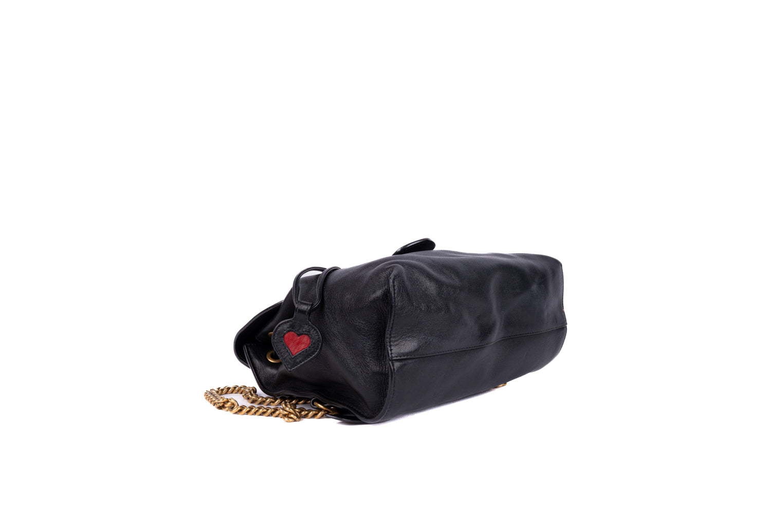 Black Calfskin Web GG Marmont Flap Chain Backpack